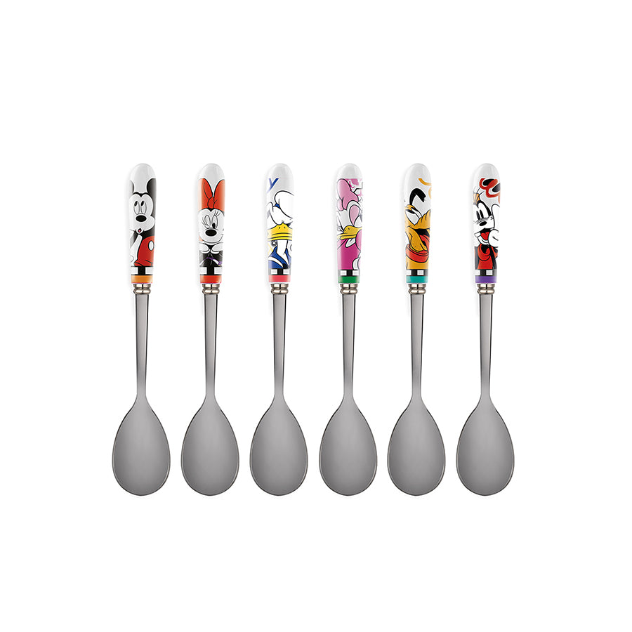 Set 6 cucchiaini in acciaio e ceramica decorata DISNEY FOREVER & EVER Egan