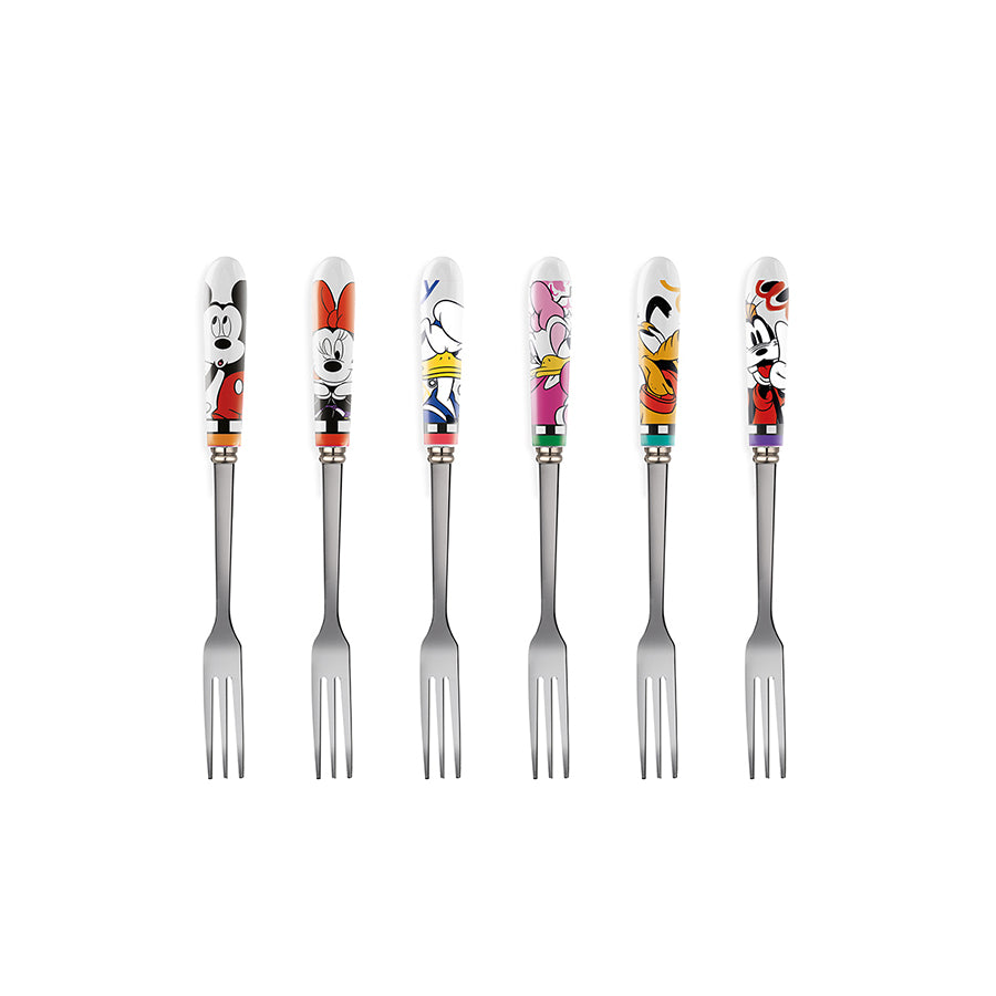 Set 6 forchettine in acciaio e ceramica decorata DISNEY FOREVER & EVER Egan