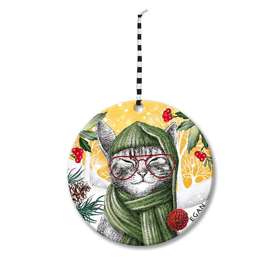 Pendaglio Rotondo in ceramica decorata smaltata NATALE Egan