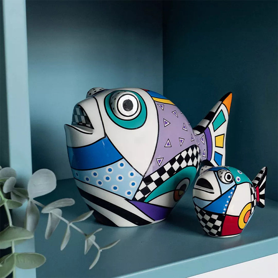 Statuina Pesce in ceramica decorata WARA' Egan
