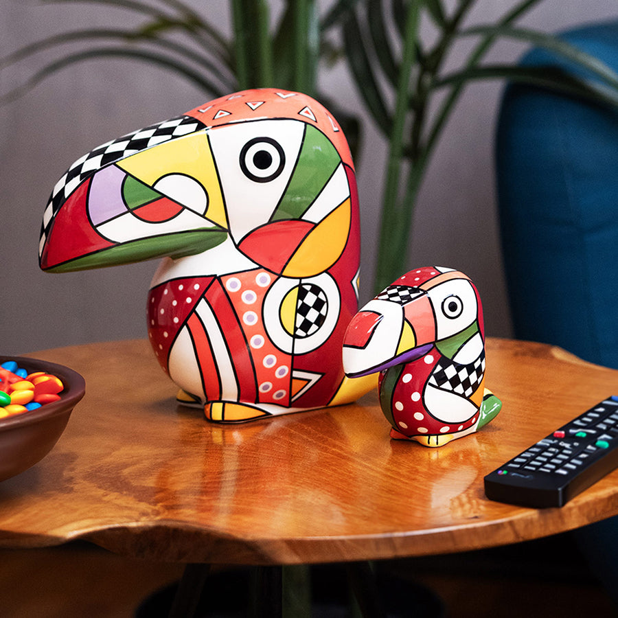 Statuina Tucano in ceramica decorata WARA' Egan