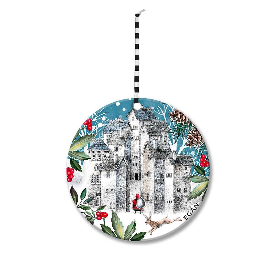 Pendaglio Rotondo in ceramica decorata smaltata NATALE Egan