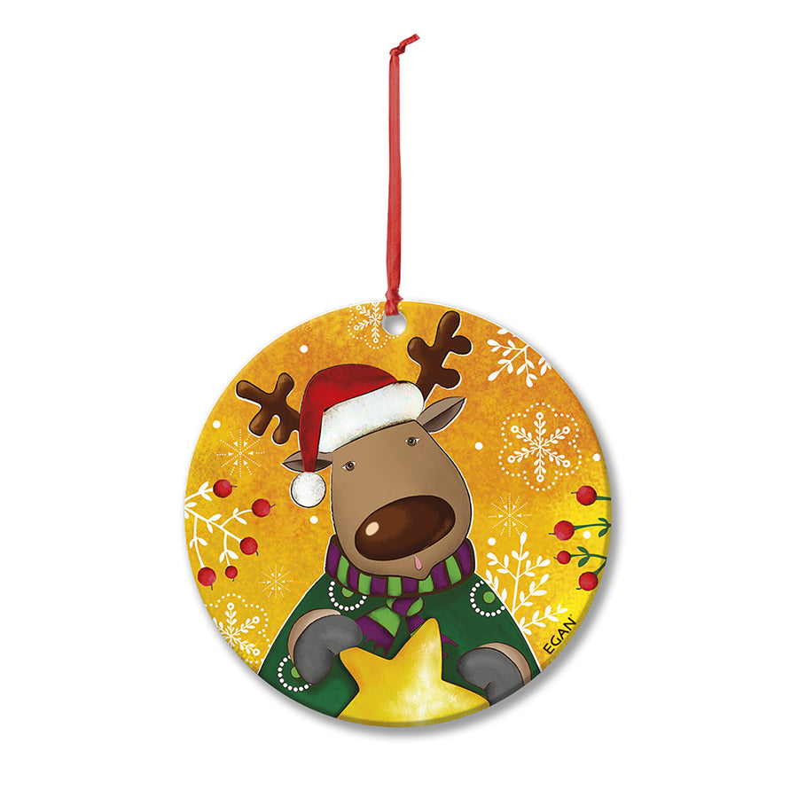 Pendaglio Rotondo in ceramica decorata smaltata NATALE Egan