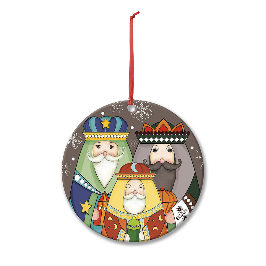 Pendaglio Rotondo in ceramica decorata smaltata NATALE Egan