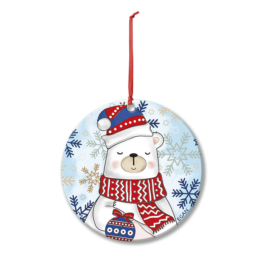 Pendaglio Rotondo in ceramica decorata smaltata NATALE Egan