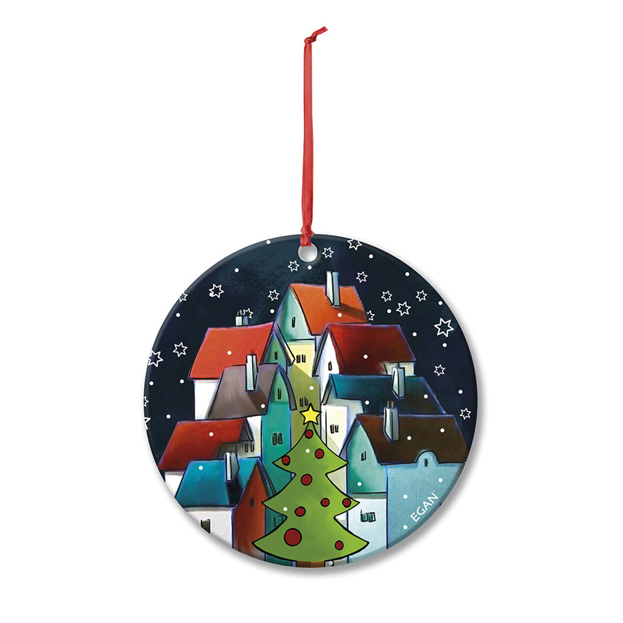 Pendaglio Rotondo in ceramica decorata smaltata NATALE Egan