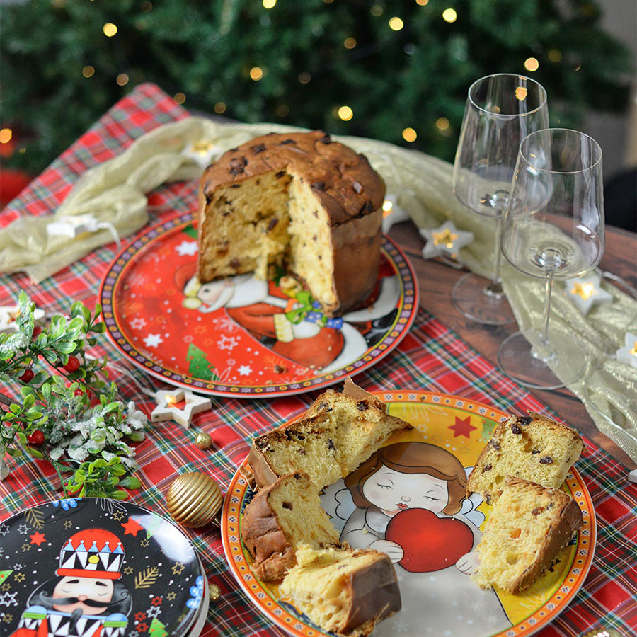 Piatto panettone rotondo in porcellana decorata NATALE Egan