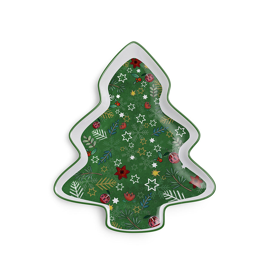 Vassoio Albero porcellana decorata NATALE Egan