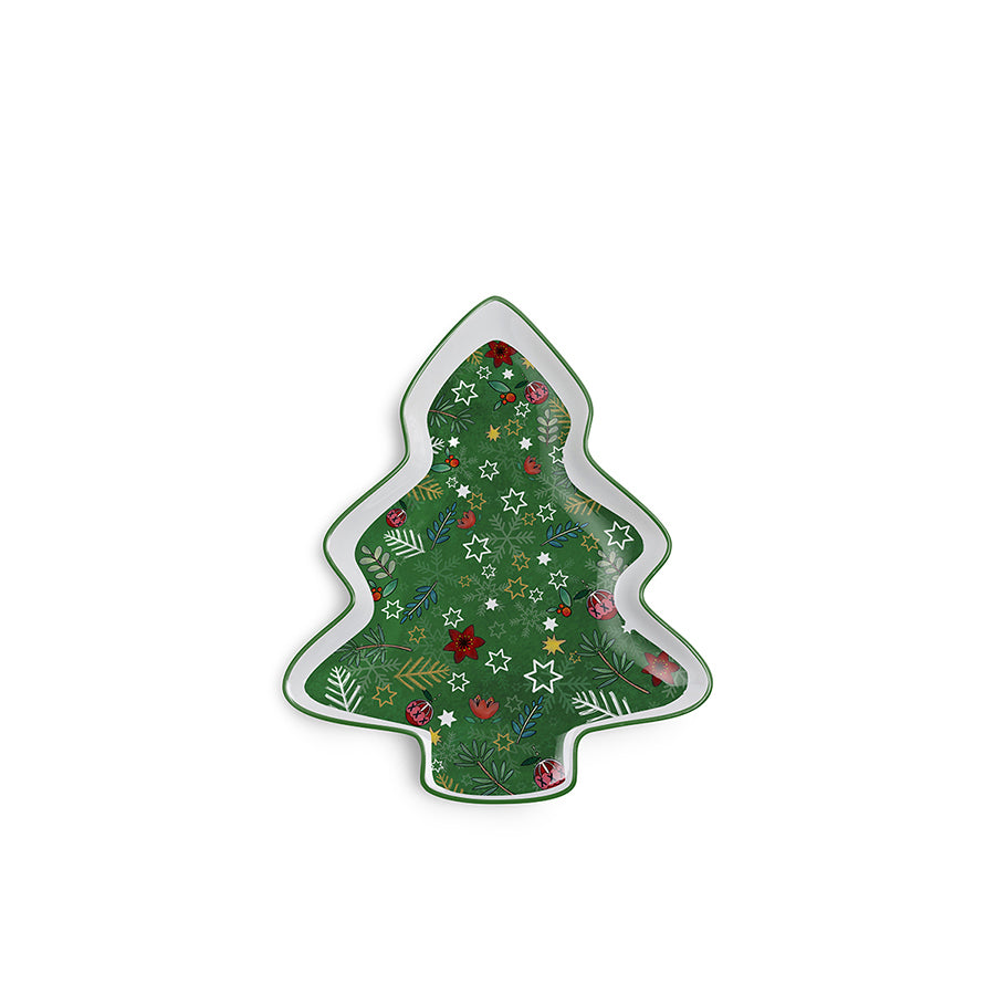 Vassoio Albero porcellana decorata NATALE Egan