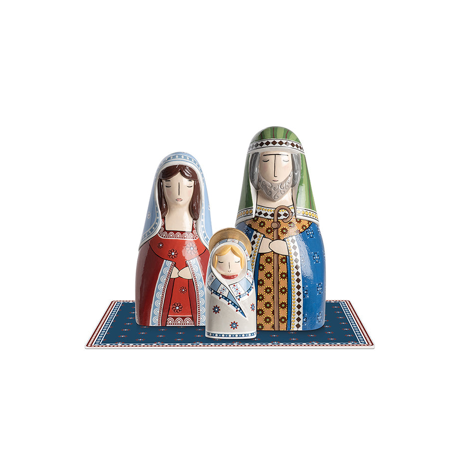Sacra Famiglia in ceramica decorata NATALE Egan