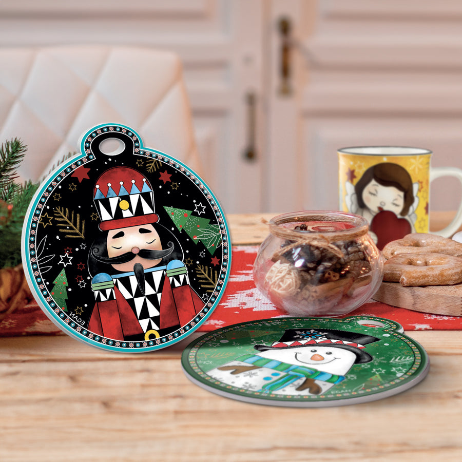 Sottopentola in ceramica decorata smaltata e sughero NATALE Egan