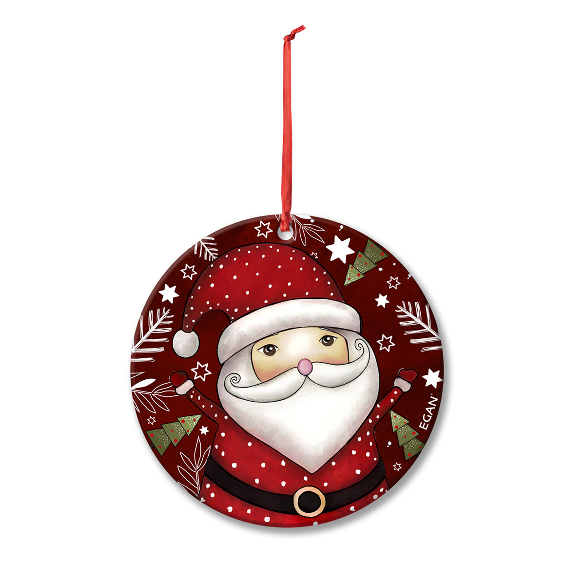 Pendaglio Rotondo in ceramica decorata smaltata NATALE Egan