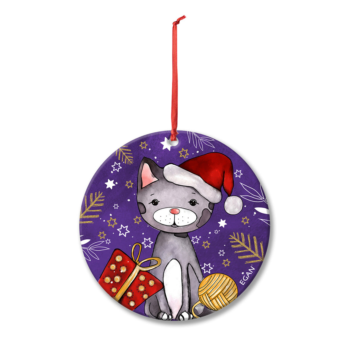 Pendaglio Rotondo in ceramica decorata smaltata NATALE Egan