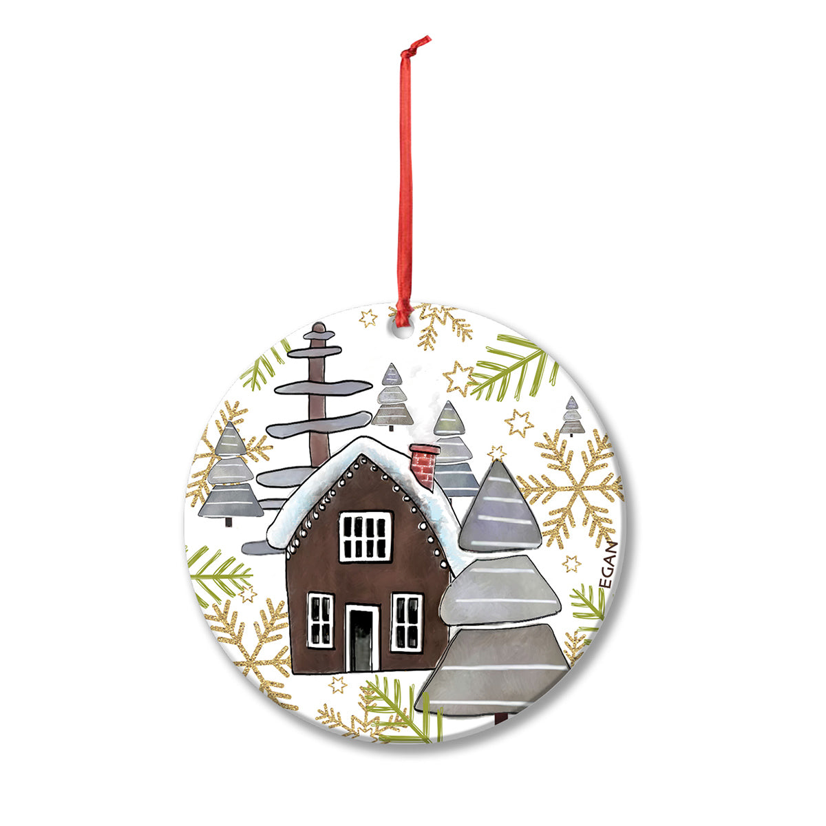 Pendaglio Rotondo in ceramica decorata smaltata NATALE Egan