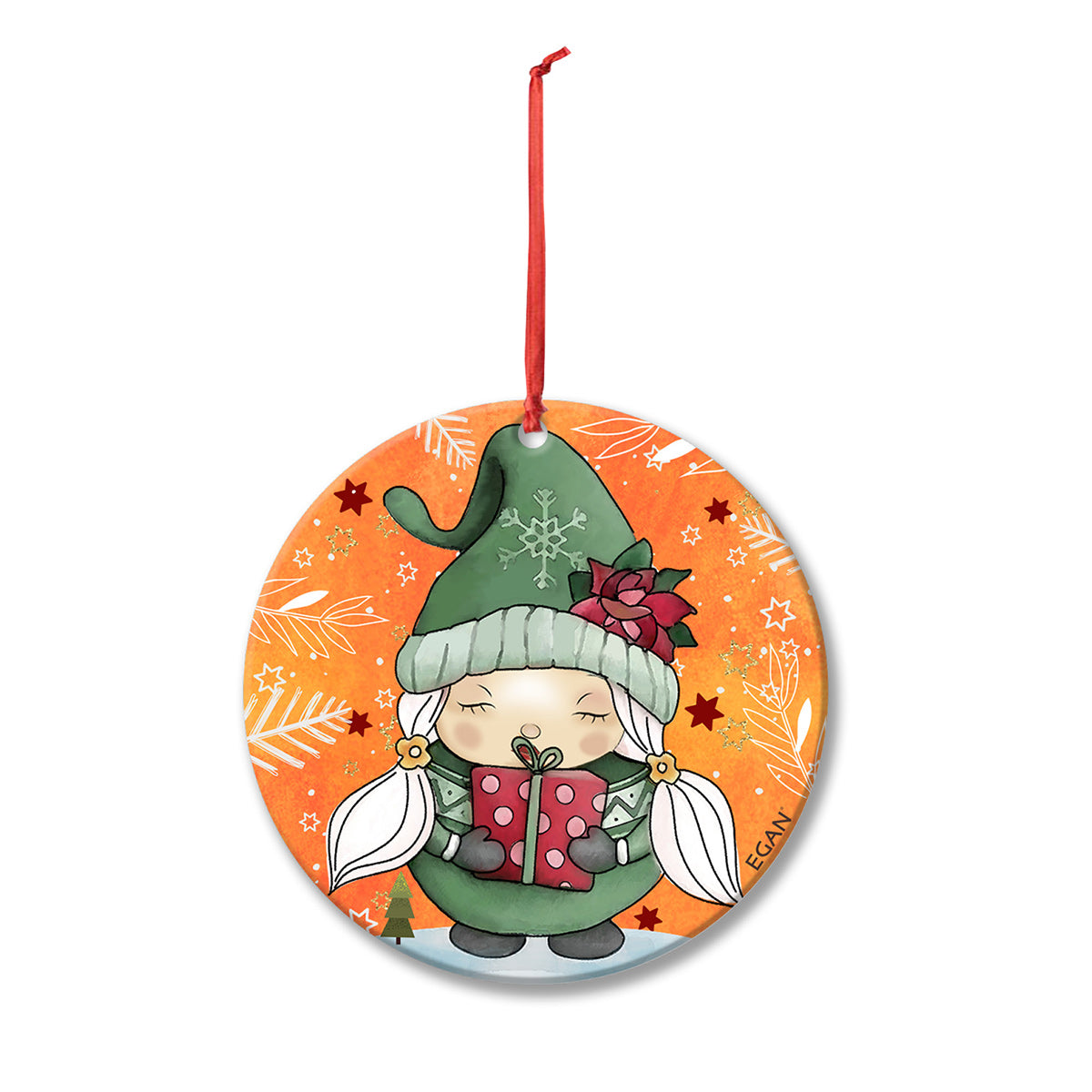 Pendaglio Rotondo in ceramica decorata smaltata NATALE Egan