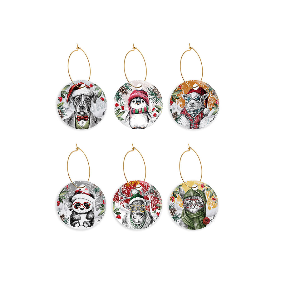 Set 6 lega tovaglioli in ceramica decorata NATALE Egan