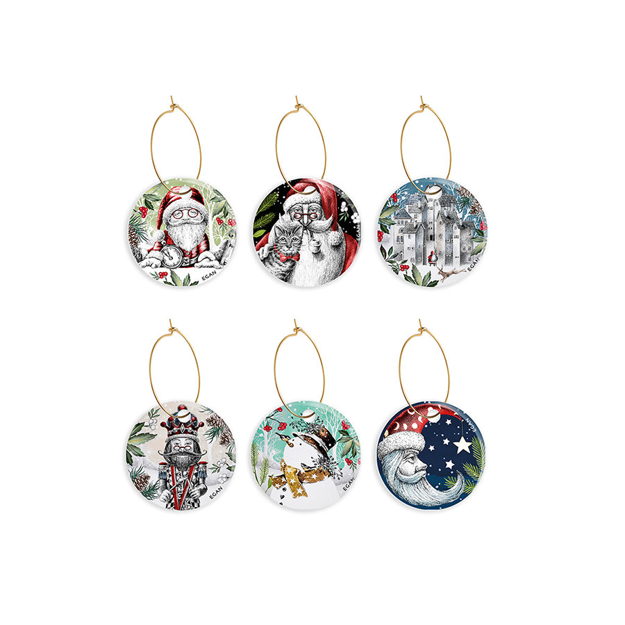Set 6 lega tovaglioli in ceramica decorata NATALE Egan
