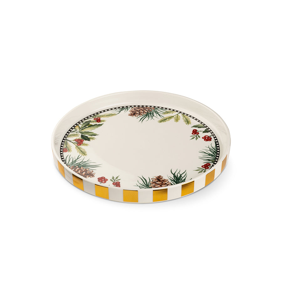 Vassoio Tondo in porcellana decorata NATALE Egan