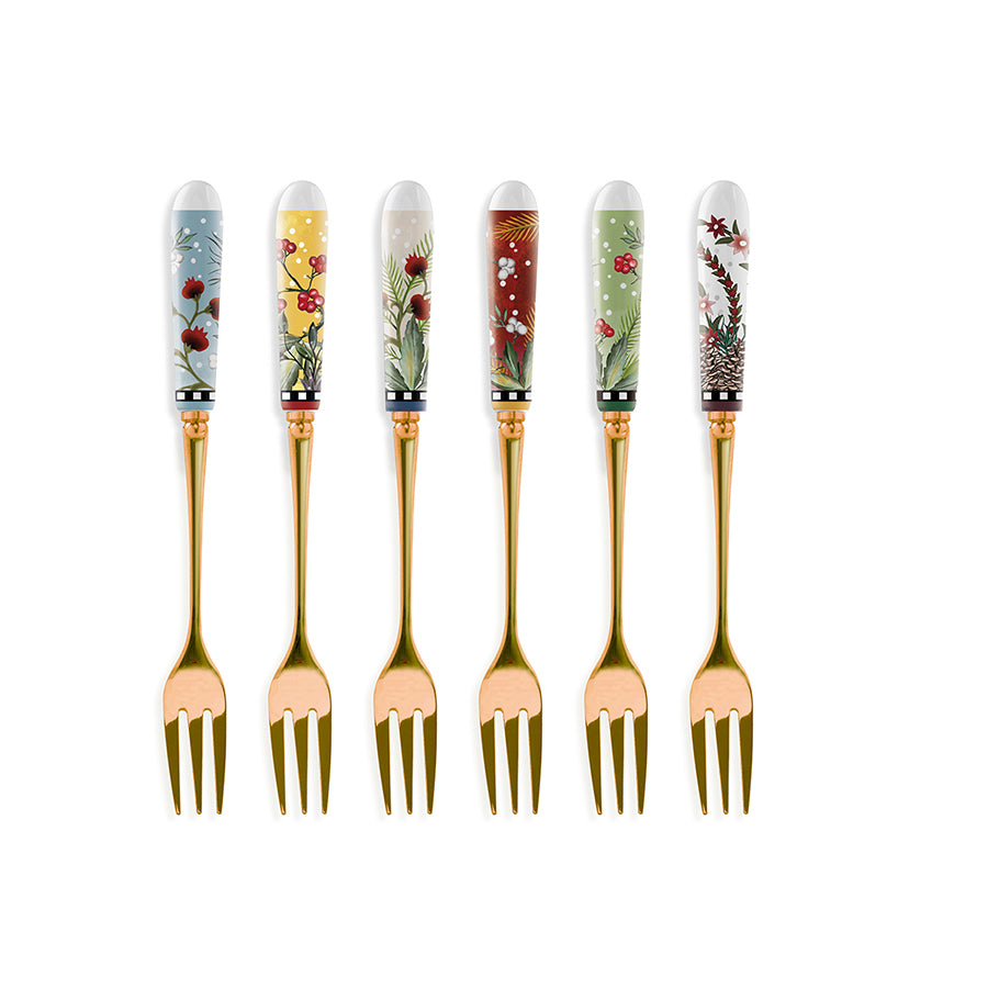 Set 6 Forchettine acciao e ceramica NATALE Egan