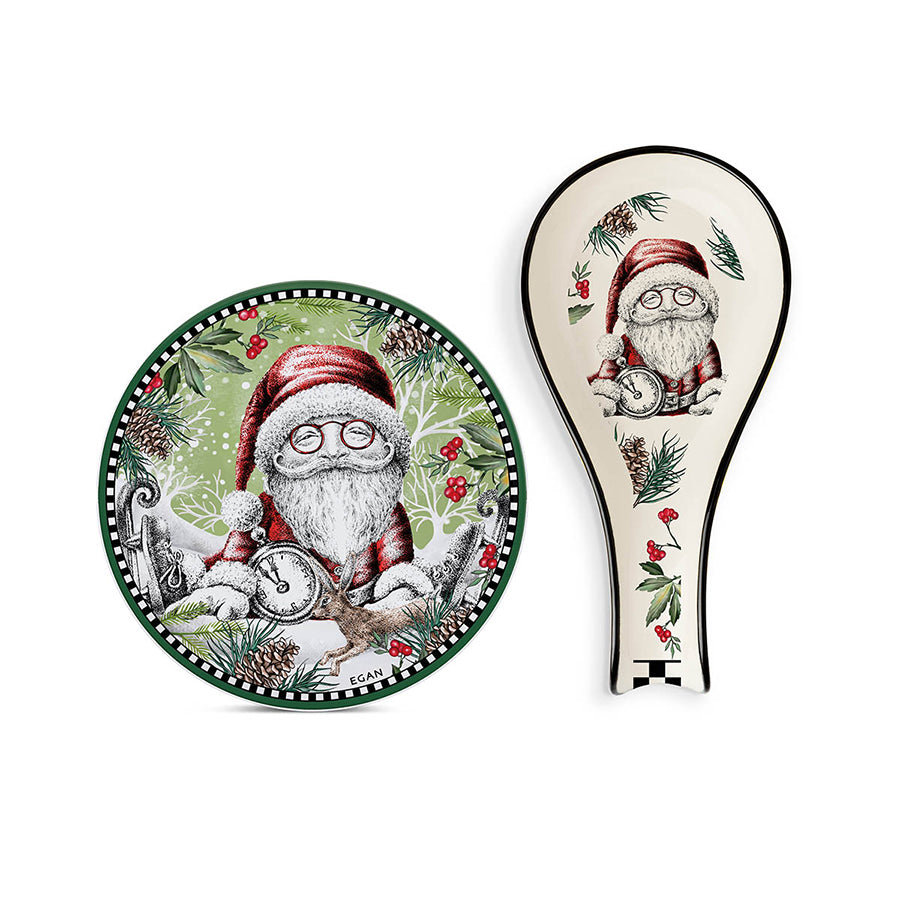 Set Sottopentola e Poggiamestolo in ceramica decorata NATALE Egan