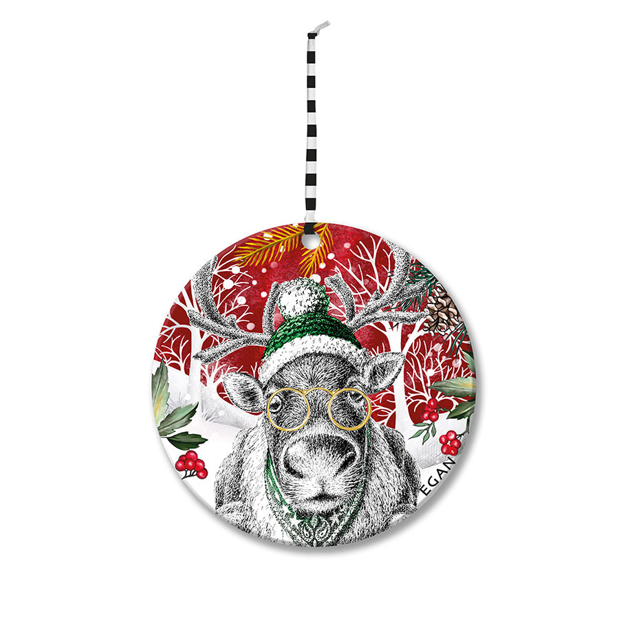 Pendaglio Rotondo in ceramica decorata smaltata NATALE Egan