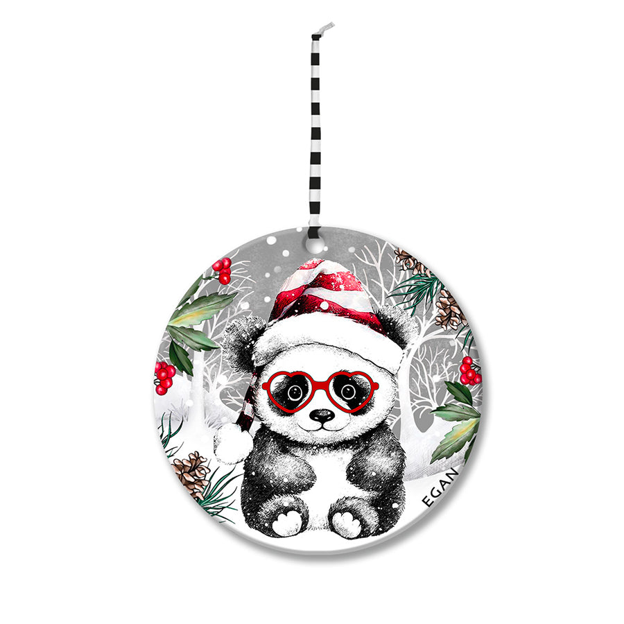 Pendaglio Rotondo in ceramica decorata smaltata NATALE Egan