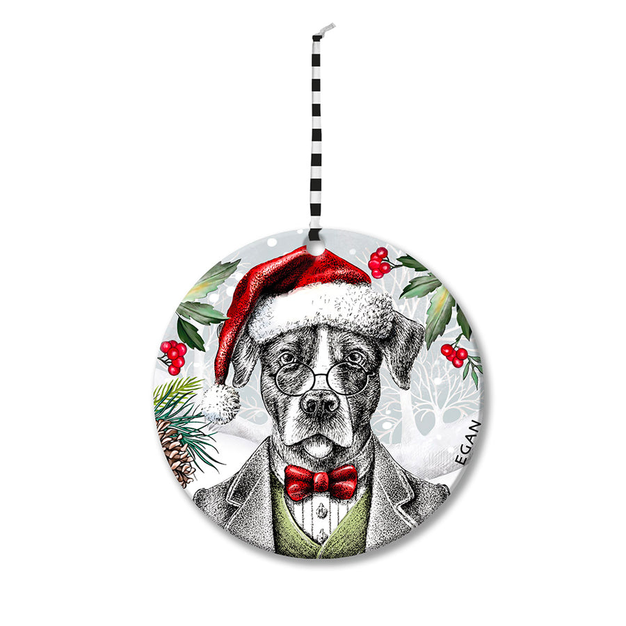 Pendaglio Rotondo in ceramica decorata smaltata NATALE Egan