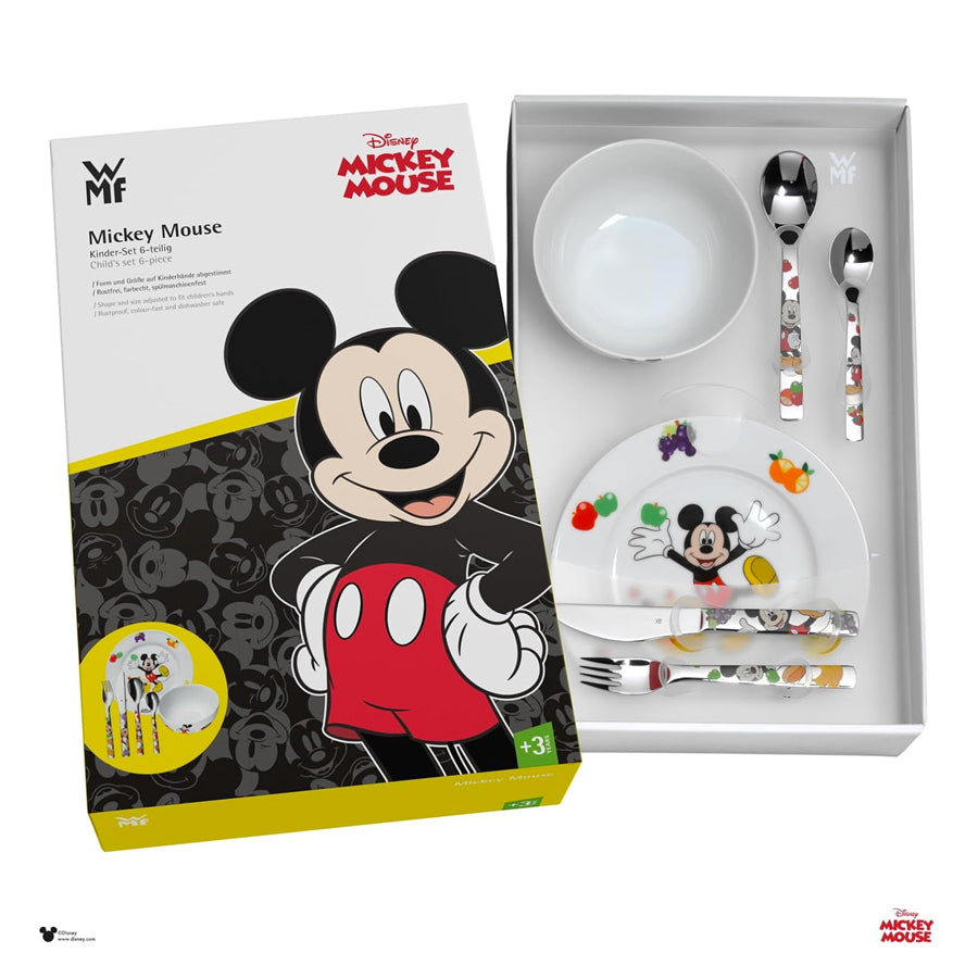 Set stoviglie per bambini, riutilizzabile, adatto al microonde, composto da bicchiere, piatto, ciotola e posate di Topolino Set stoviglie per bambini, riutilizzabile, adatto al microonde, composto da bicchiere, piatto, ciotola e posate di Topolino