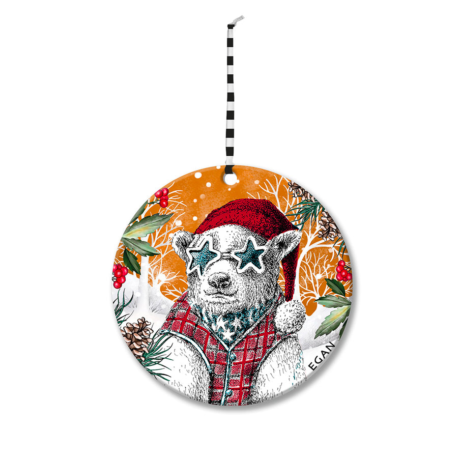 Pendaglio Rotondo in ceramica decorata smaltata NATALE Egan
