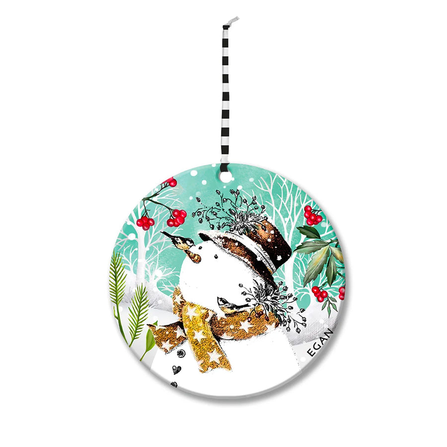 Pendaglio Rotondo in ceramica decorata smaltata NATALE Egan