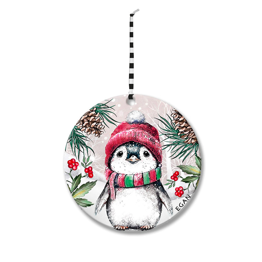 Pendaglio Rotondo in ceramica decorata smaltata NATALE Egan