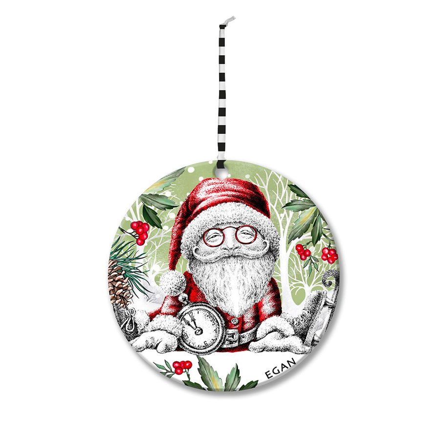 Pendaglio Rotondo in ceramica decorata smaltata NATALE Egan