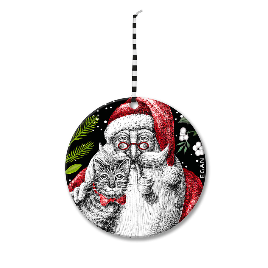 Pendaglio Rotondo in ceramica decorata smaltata NATALE Egan