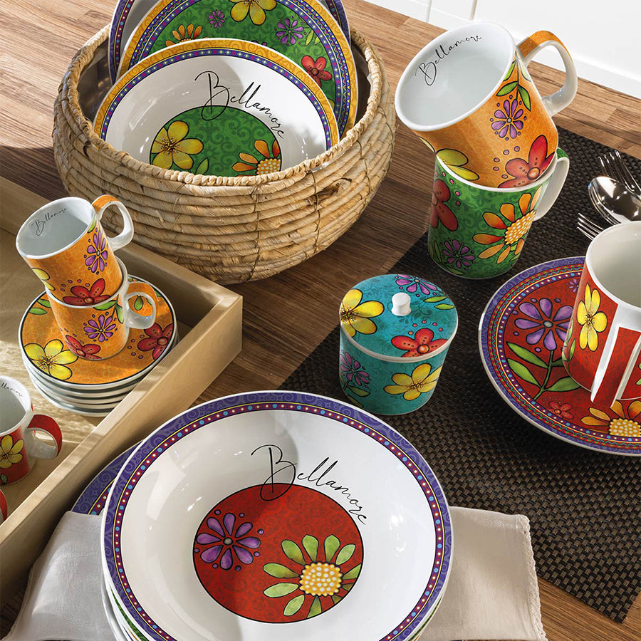 Set 2 tazze caffè con piattino in porcellana decorata Egan BELLAMORE