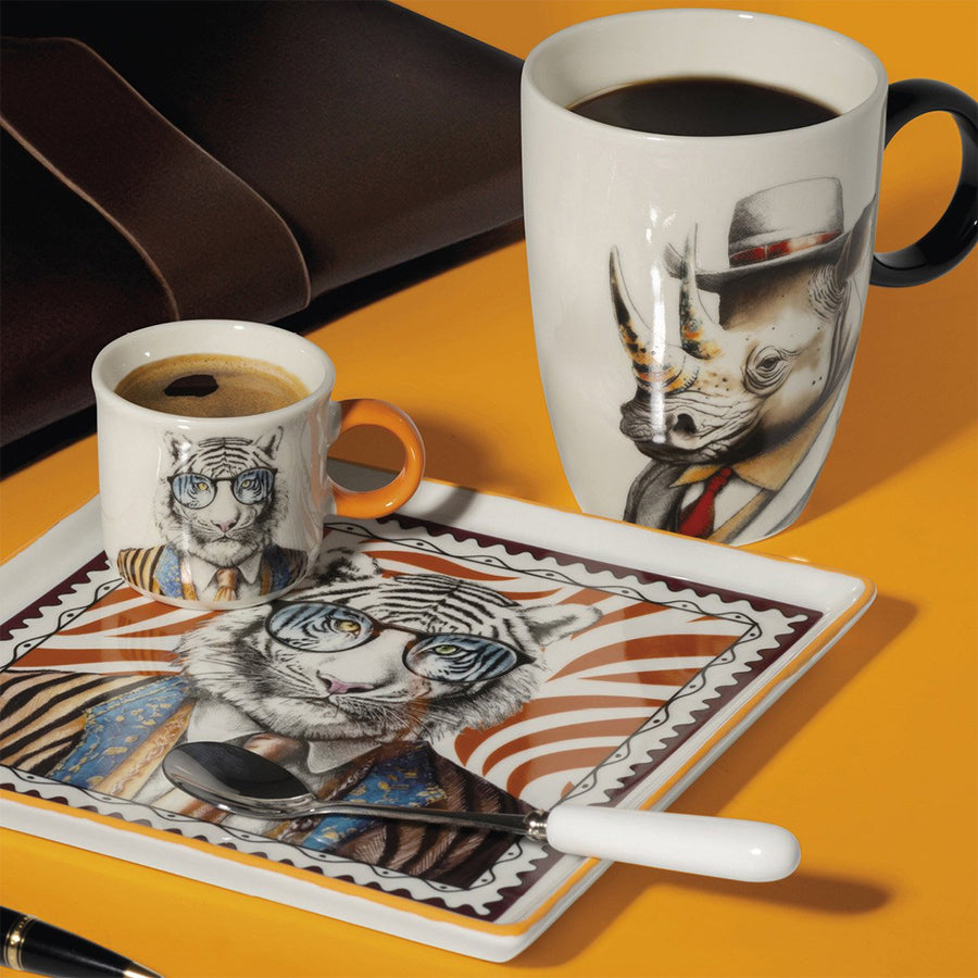 Tazza Mug in porcellana decorata Rinoceronte HUMAN ESSENCE “STRENGHT” Egan