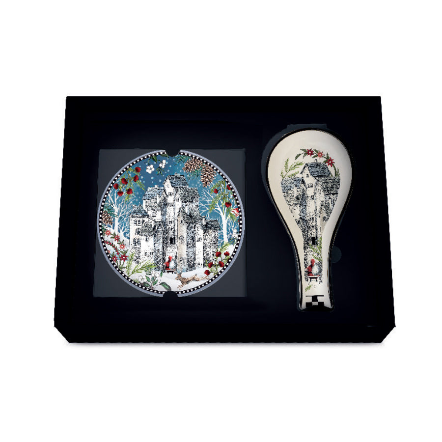 Set Sottopentola e Poggiamestolo in ceramica decorata NATALE Egan