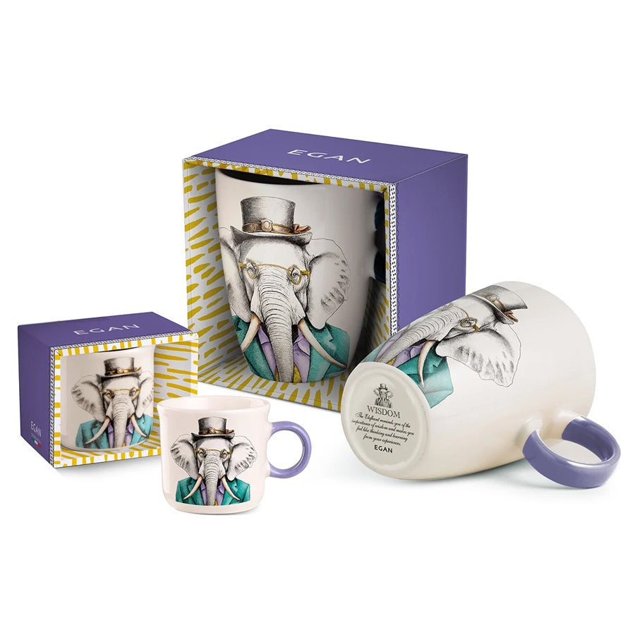 Tazza Mug in porcellana decorata Elefante HUMAN ESSENCE “WISDOM” Egan