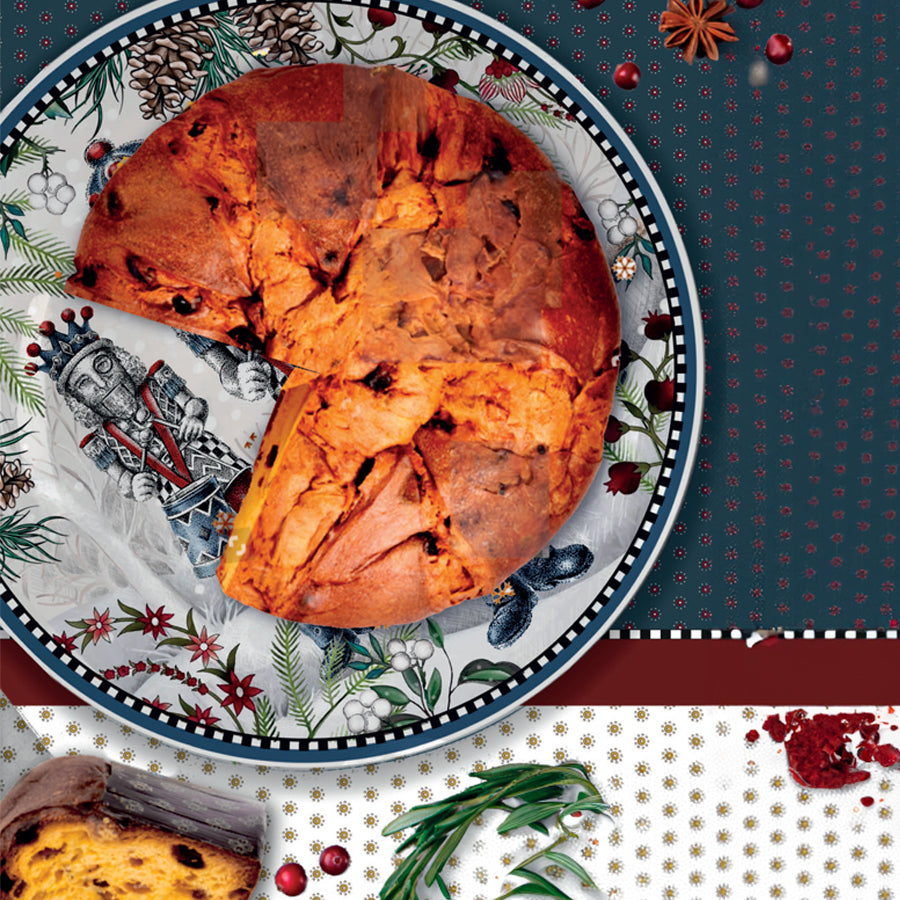 Piatto Panettone porcellana decorata NATALE Egan