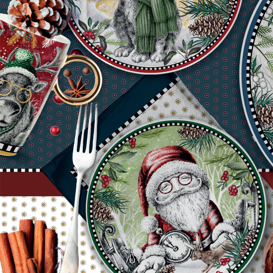 Set 6 Piattini Dessert porcellana decorata NATALE Egan