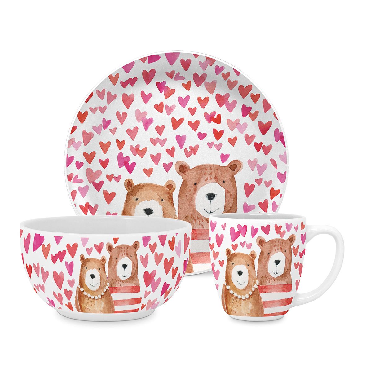 Set di Stoviglie per Bambini 3pz in porcellana decorata “LOVE BEARS” PPD
