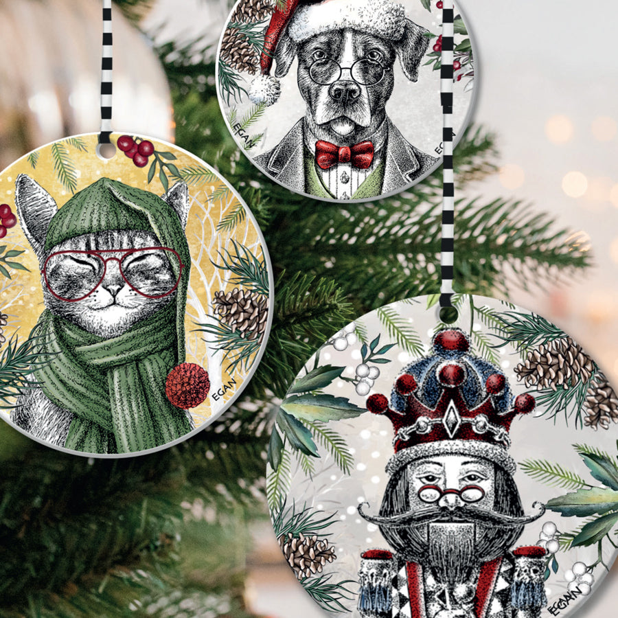 Pendaglio Rotondo in ceramica decorata smaltata NATALE Egan
