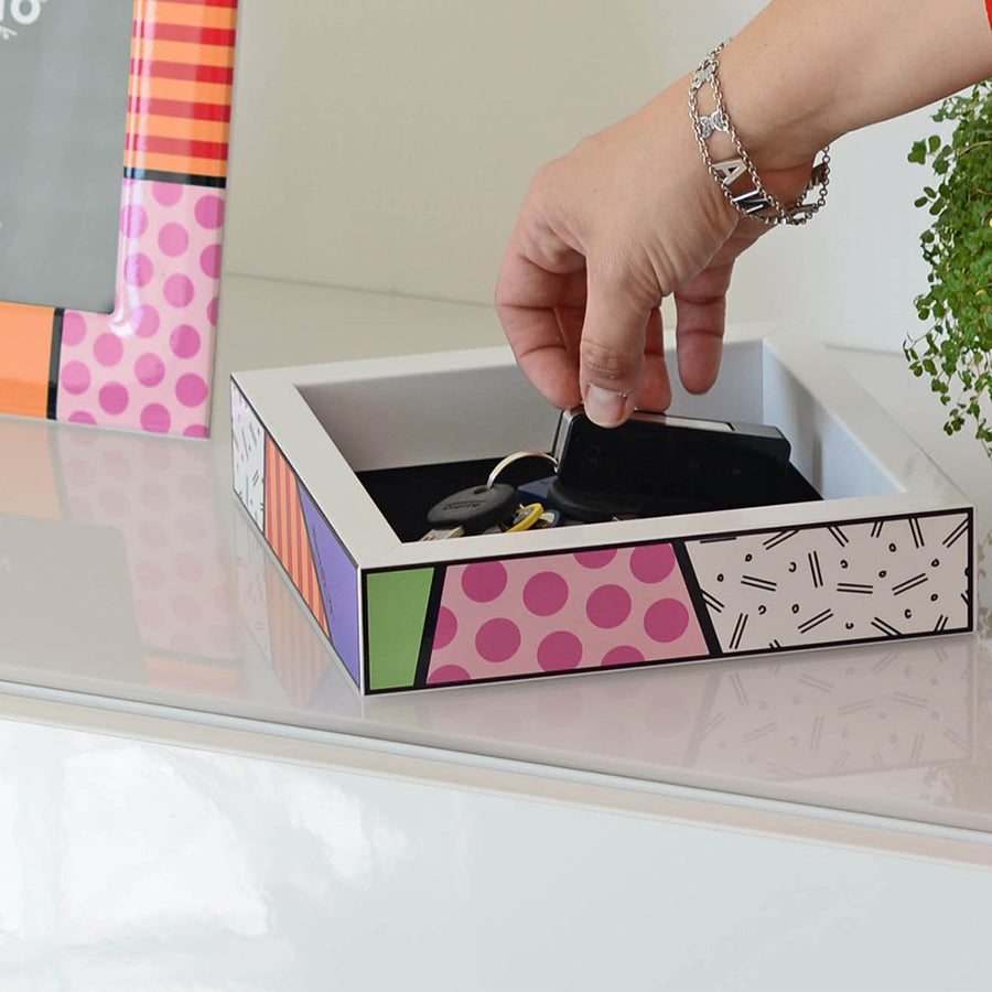 Vuotatasche quadrato in legno decorato Egan BRITTO ICON