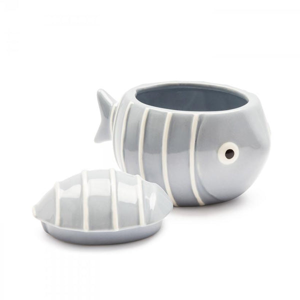 Contenitore con coperchio in ceramica decorata Egan ACQUA DI MARE