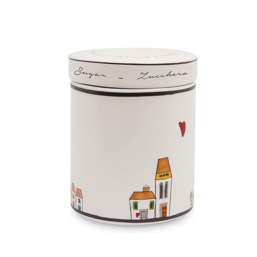 Barattolo con coperchio in ceramica decorata LE CASETTE Egan