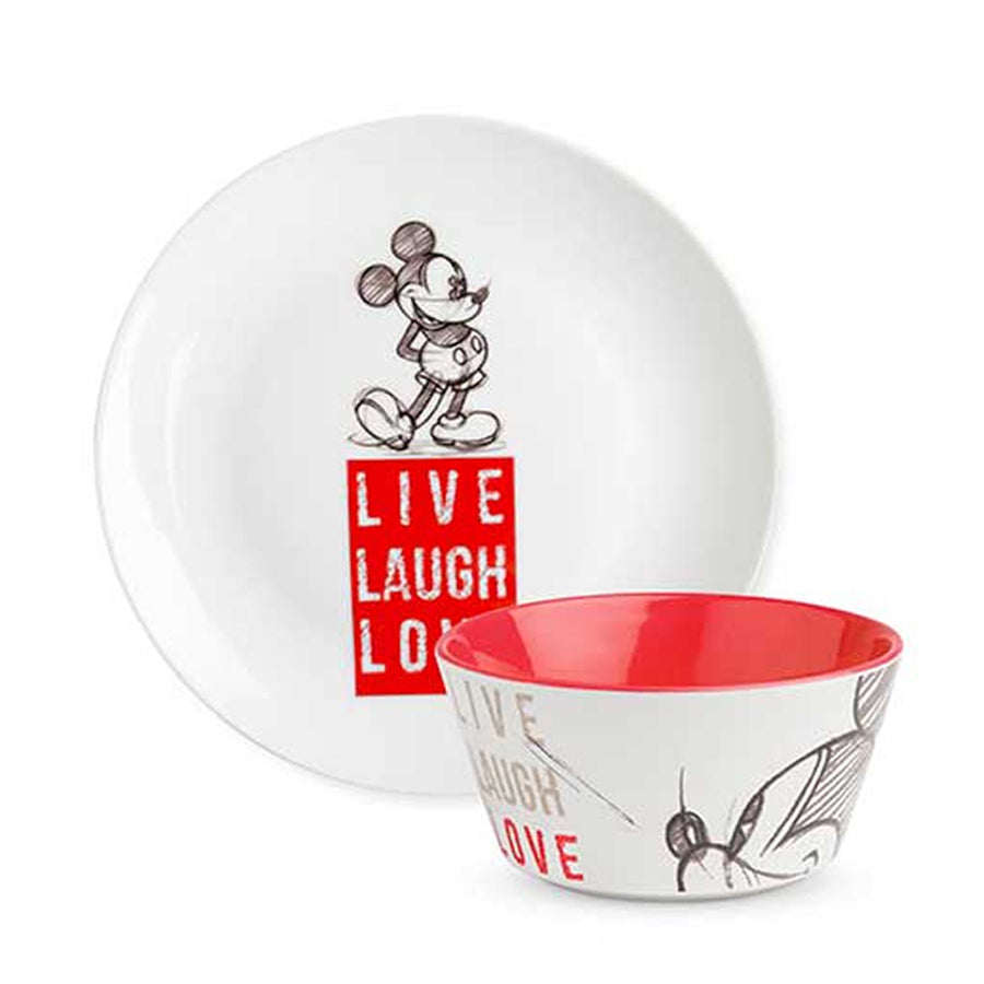Set piatto dolce e tazza bowl in porcellana decorata LIVE LAUGH LOVE Egan