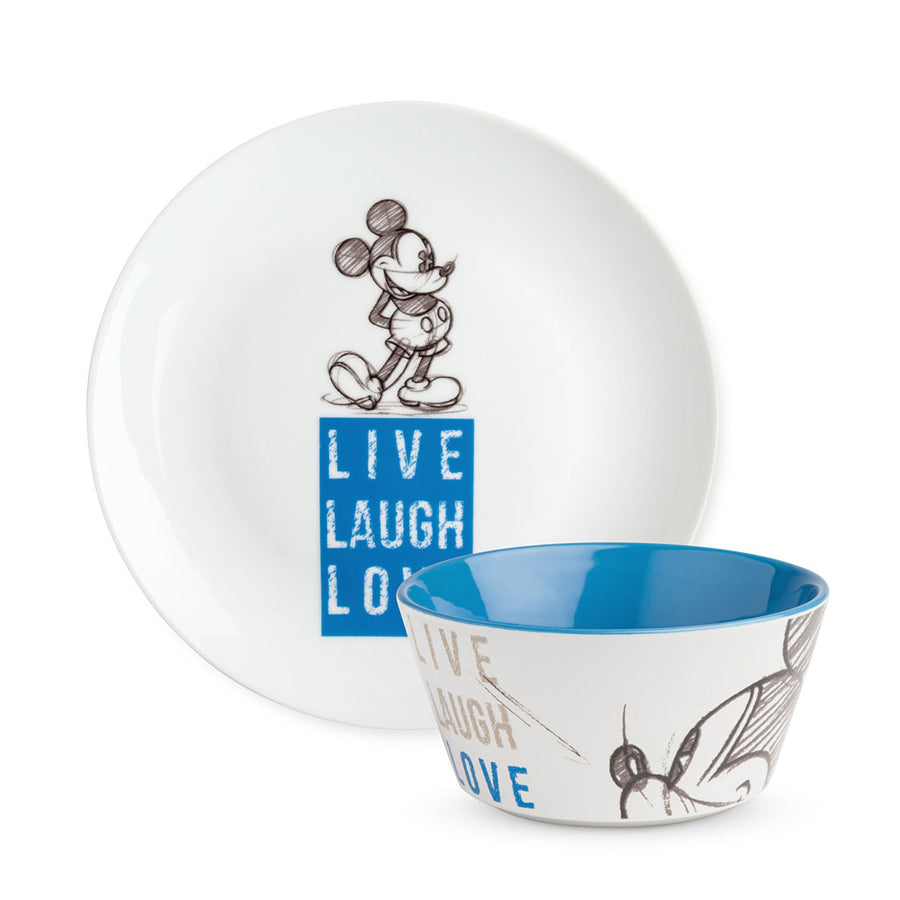 Set piatto dolce e tazza bowl in porcellana decorata LIVE LAUGH LOVE Egan