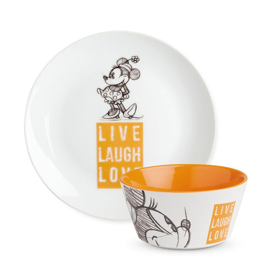 Set piatto dolce e tazza bowl in porcellana decorata LIVE LAUGH LOVE Egan
