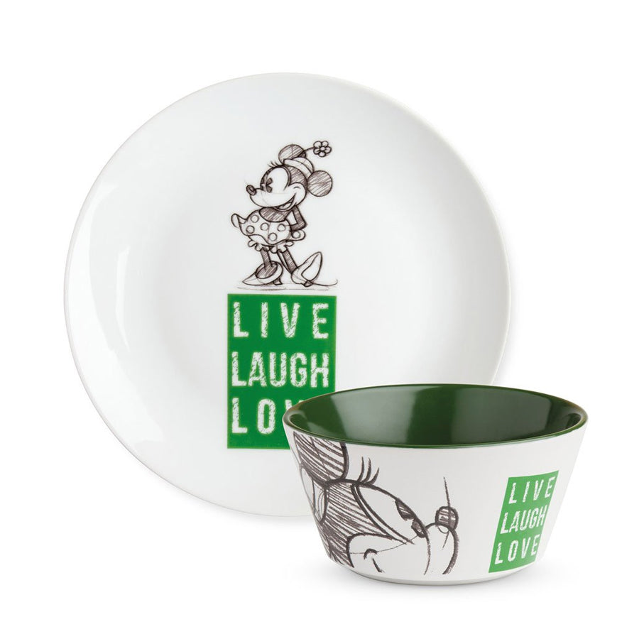Set piatto dolce e tazza bowl in porcellana decorata LIVE LAUGH LOVE Egan