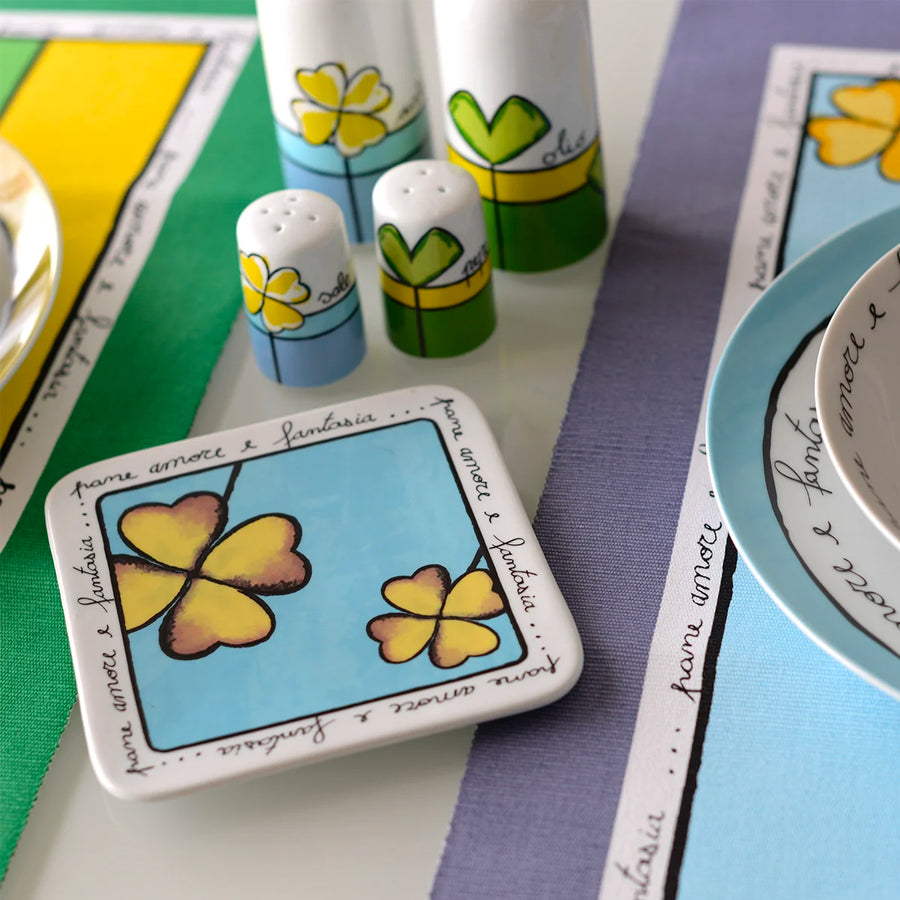 Set sottopentola e poggiamestolo in porcellana decorata PANE AMORE E FANTASIA Egan