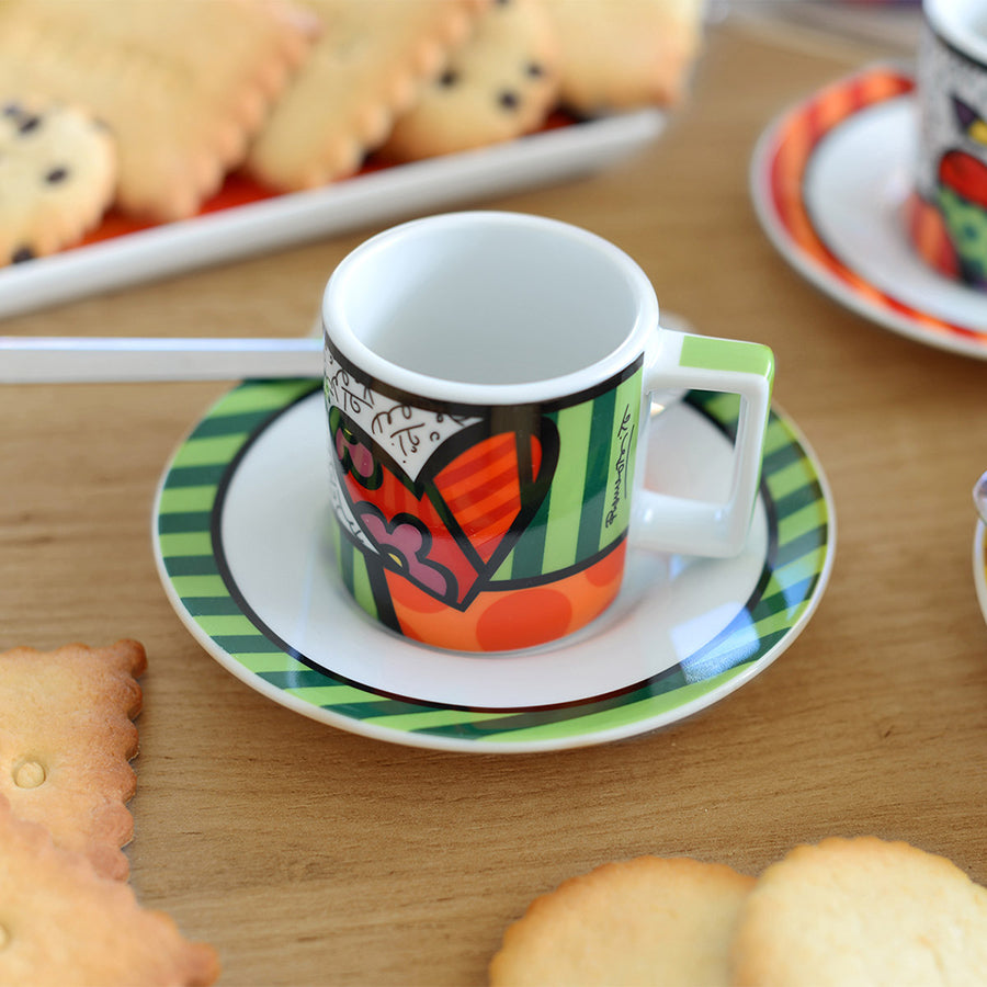 Set 6 tazze caffè con piattino in porcellana decorata Egan BRITTO ICON